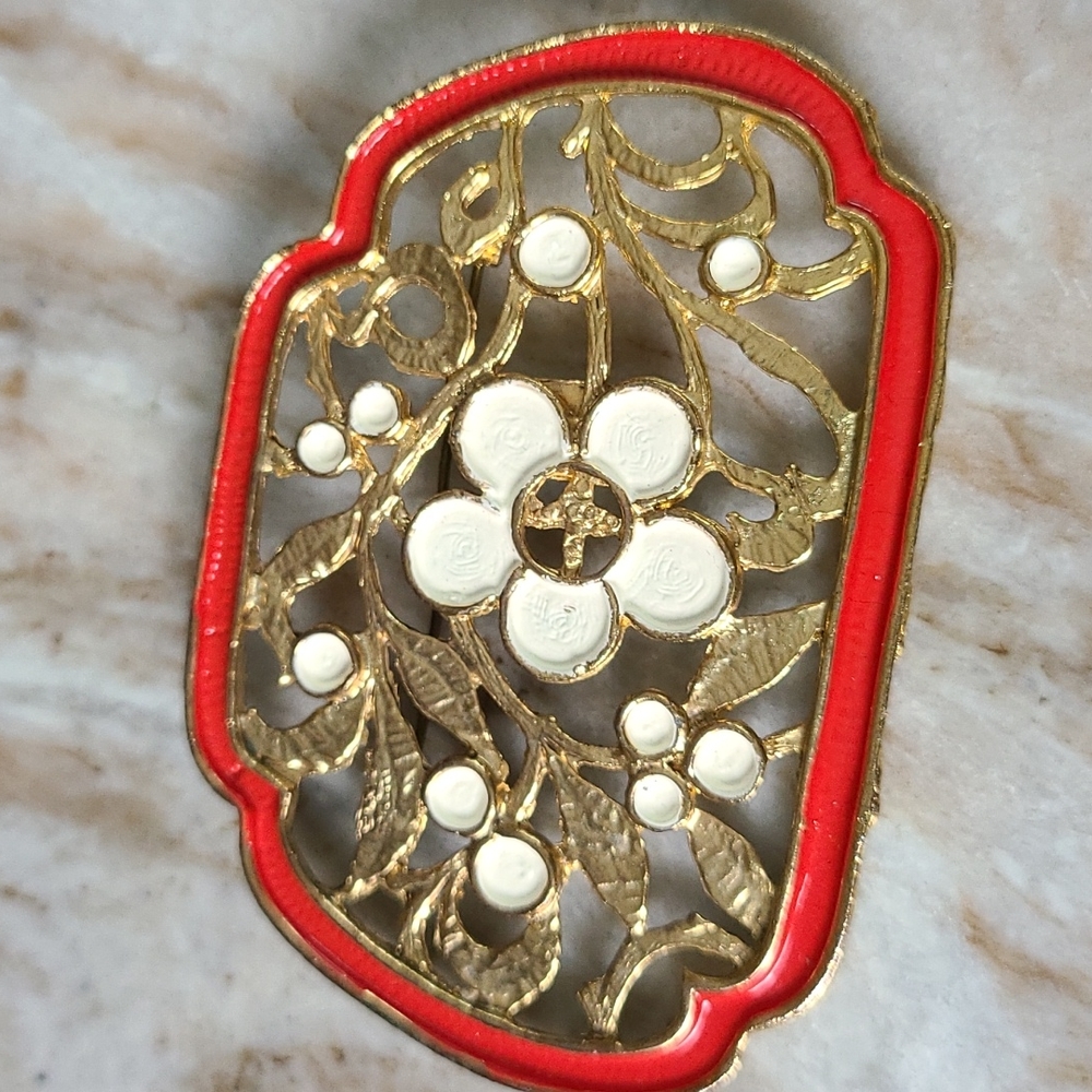 Vintage Floral 60s Brooch Large